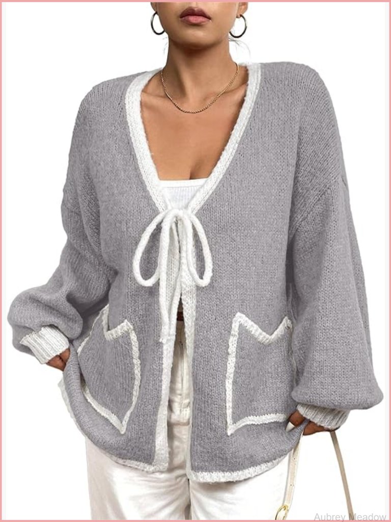 Women's Plus Size Cardigan Sweater Long Sleeve Open Front Knit Cover Up With